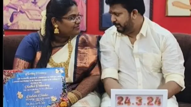 தனது வருங்கால கணவருடன் சேர்ந்து திருமண தேதியை படு Cute ஆக அறிவித்த ரோபோ சங்கர்  மகள்.