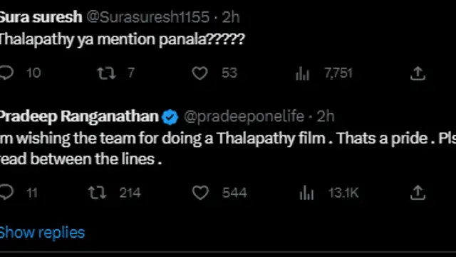 தளபதிய ஏன் மென்ஷன் பண்ணல - விஜய்68 படத்திற்கு வாழ்த்து சொன்ன பிரதீப்பை கேள்வி கேட்ட ரசிகர். அவரின் பதிலை பாருங்க.