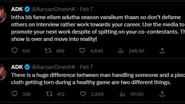 என் எதிரியாய் இருக்க உனக்கொரு தகுதி இல்லை - adkவிற்கு மறைமுகமாக பதிலடி கொடுத்த அசீம். வைரலாகும் பதிவு.