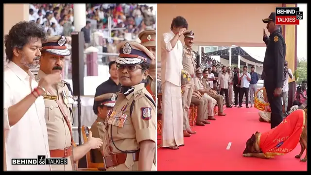வீடியோ: ஸ்லிப் ஆன வீரர்... பதறிய முதல்வர் விஜய்... சல்யூட் அடித்த 'ராக்கி' நாய்! ராஜரத்தினம் மைதான விழாவில் கவனம் ஈர்த்த சுவாரஸ்ய தருணங்கள்