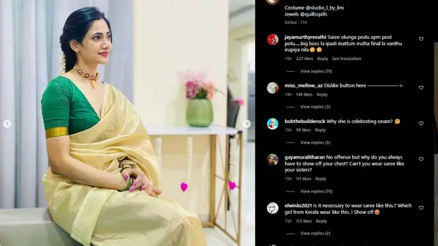 'புடவையை இப்படி கட்டணும்னு என்ன அவசியம் ? - லாஸ்லியாவின் ஓணம் லுக்கை கண்டு கடுப்பாகும் நெட்டிசன்கள்.