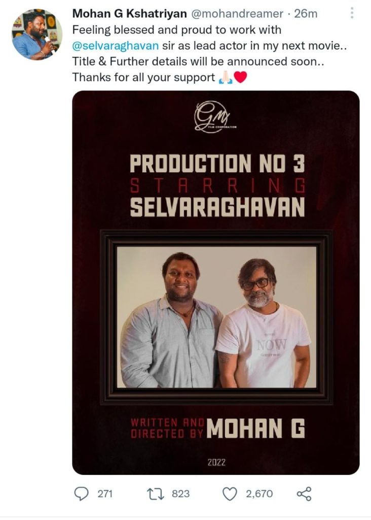 G Mohan Next Movie With Selvaraghavan | ஜி மோகன் selvaraghavan